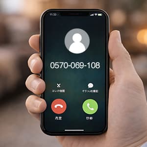 「0570069108」は楽天カードから着信